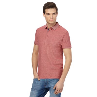 Red fine striped polo shirt